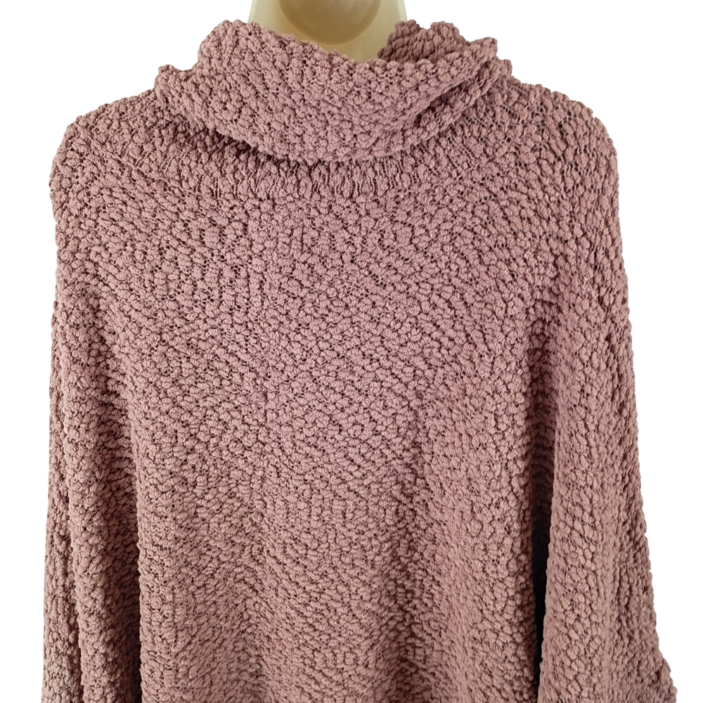 Hippie Rose Plush Cowl Poncho Sweater - Dusty Rose - Picture 7 of 9
